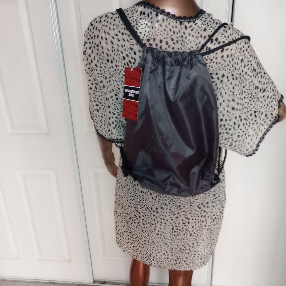 Charcoal gray drawstring bag unisex